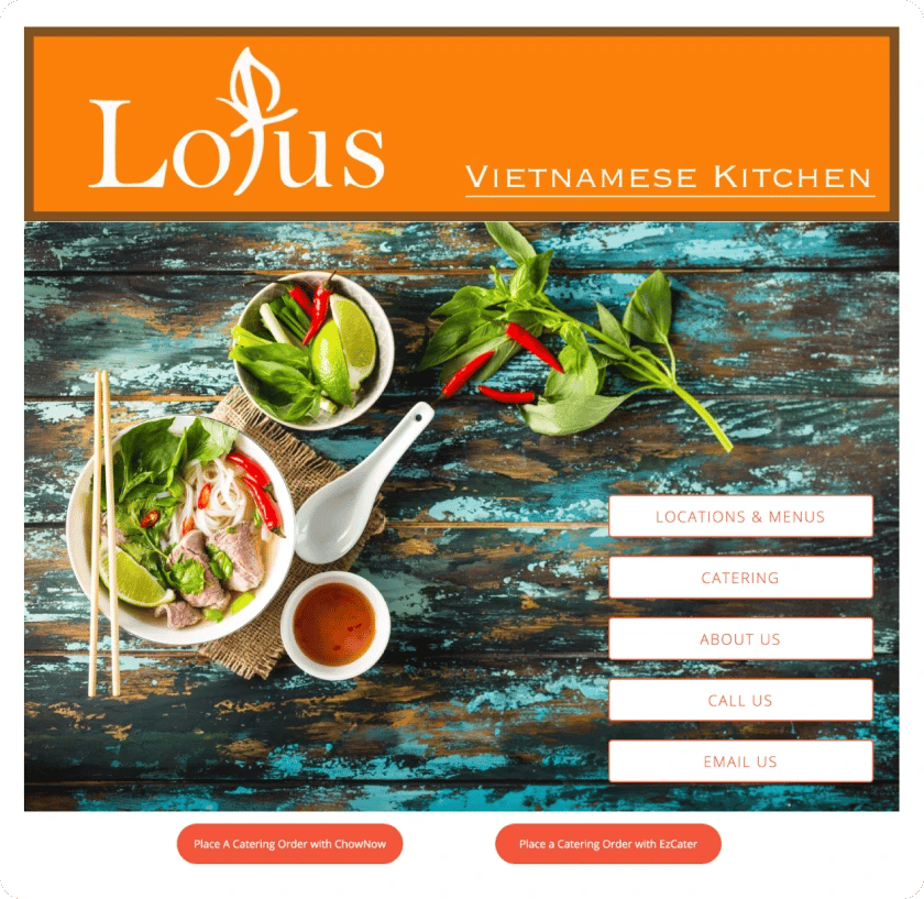 Original Home page for Lotus cafe