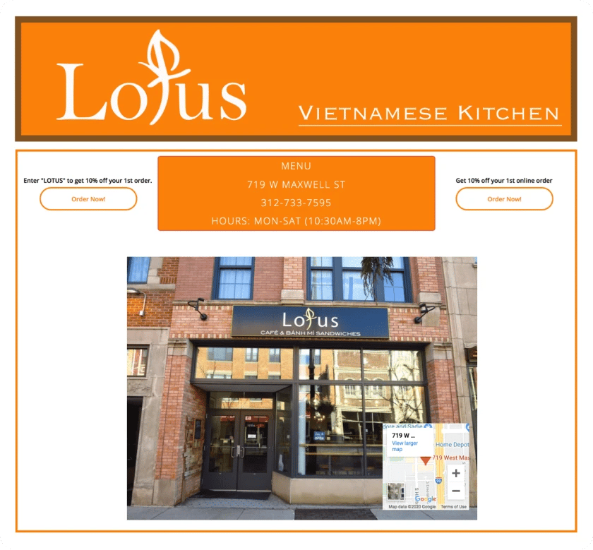 Original Locations page for Lotus cafe
