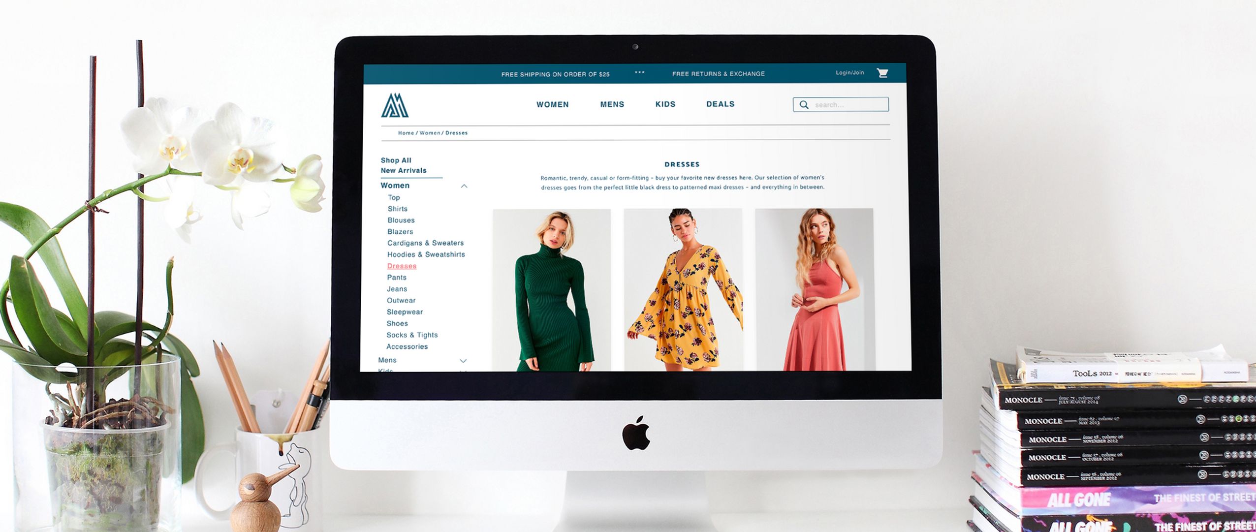 Mirror webpage mockup desktop