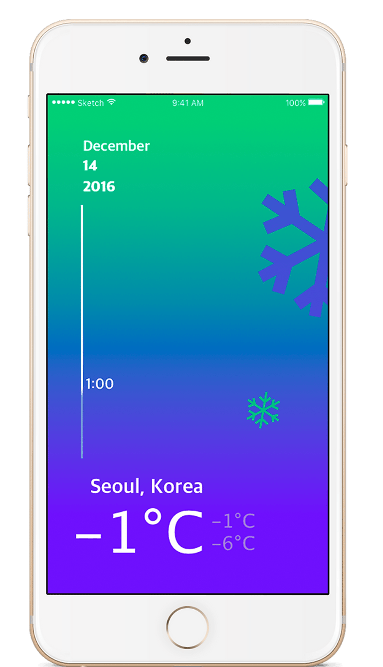 Gradient UI weather app iPhone mockup