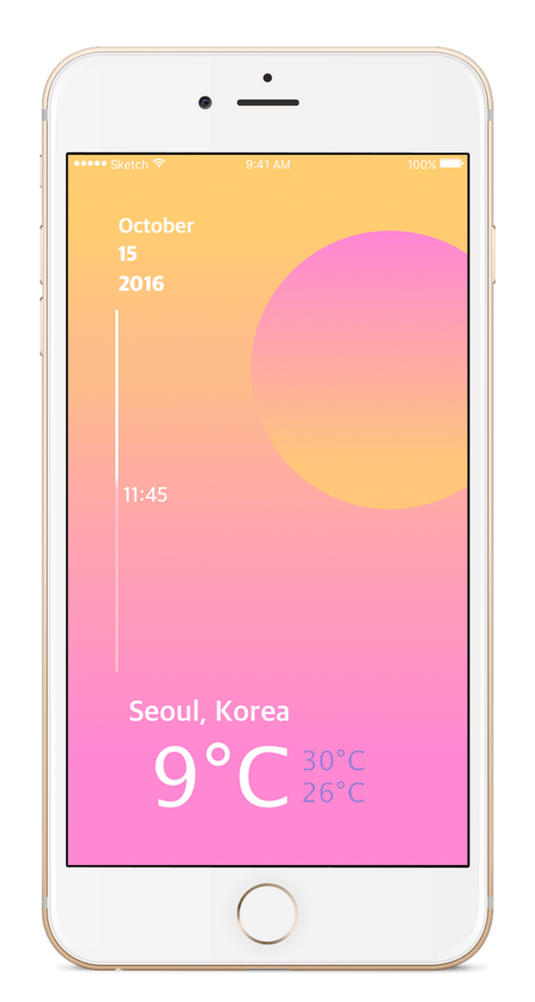 Gradient UI weather app iPhone mockup