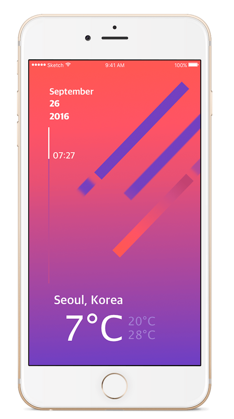 Gradient UI weather app iPhone mockup
