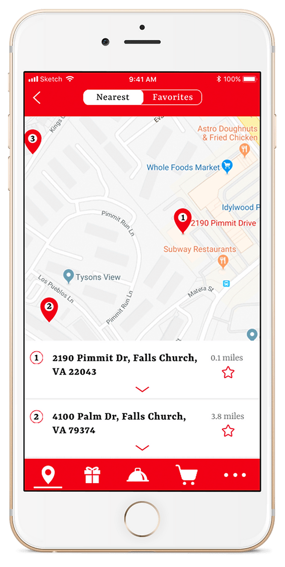Taco Bamba mobile app search locations hi-fidelity screen