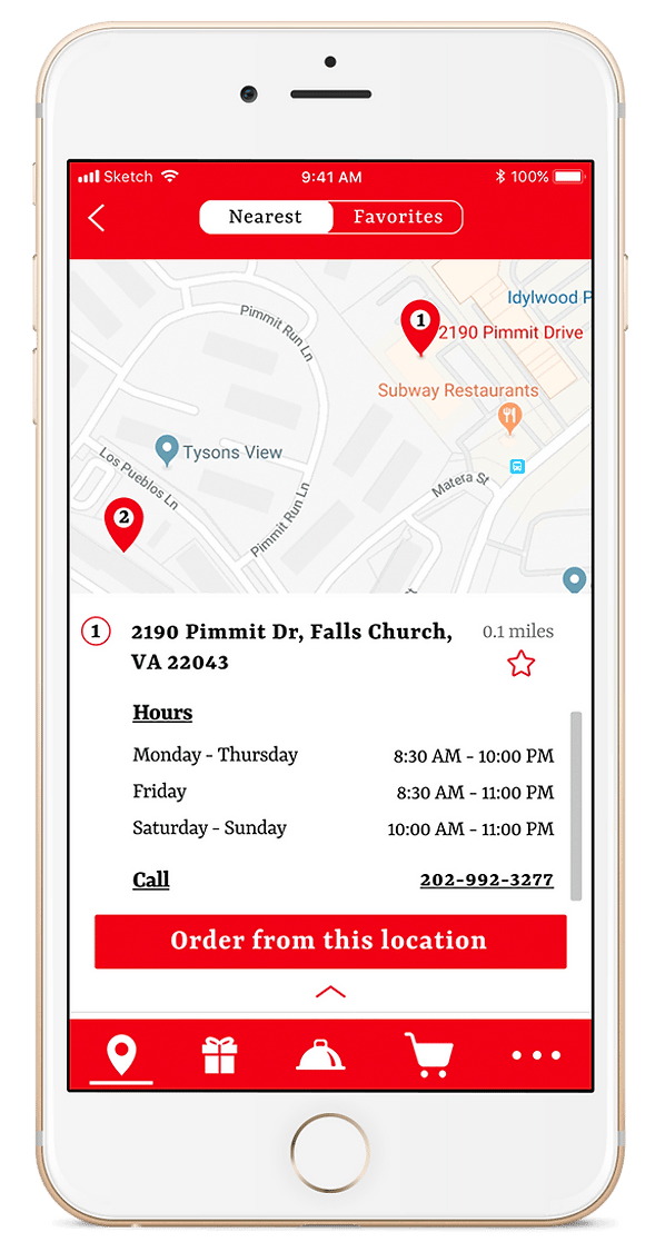 Taco Bamba mobile app search location details hi-fidelity screen